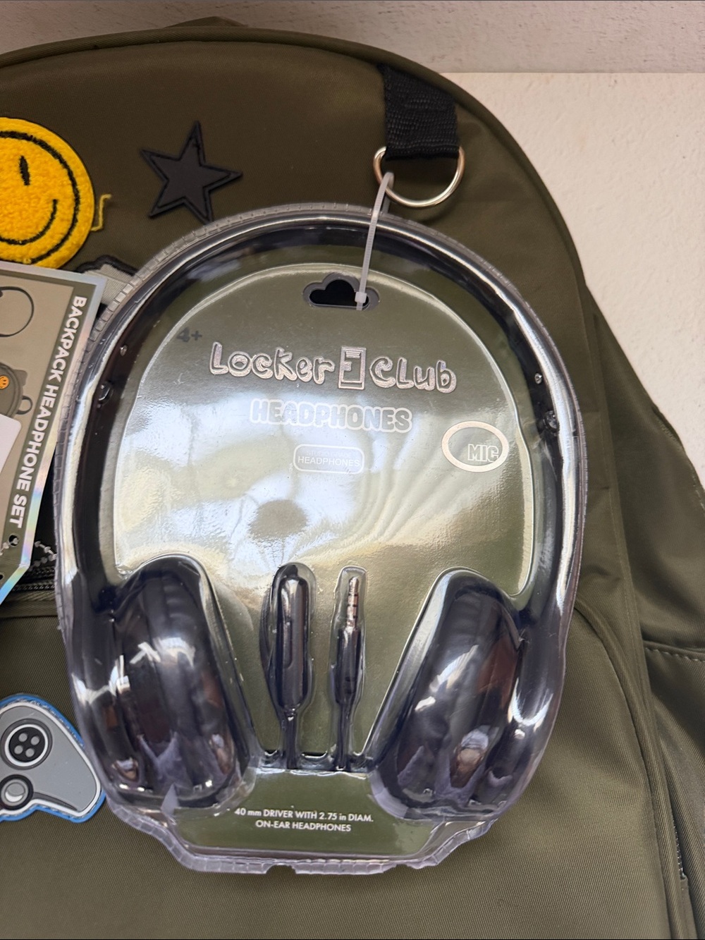 Olive Green Backpack with Fun Patch Accents - Picture 4 of 13